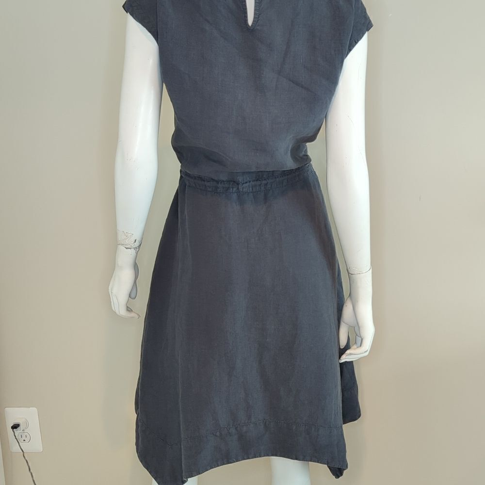 PESERICO Linen Midi Dress Leather Tie Waist XS - Picture 5 of 9